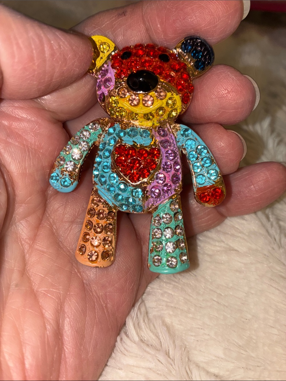 Multicolor Rhinestone Teddy Bear 🧷 Accessory - Picture 3 of 7